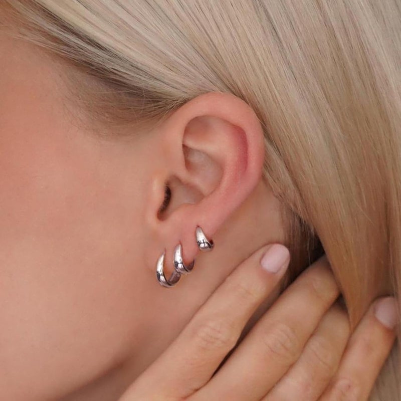 Poxtex Small Sterling Silver Huggie Hoop Earrings Set for Women, Hypoallergenic 14K Gold Plated Hoops Stacks for Multiple Piercings, Dainty Cute Mini Lightweight Cartilage Studs Trendy Jewelry Gift - Image 2